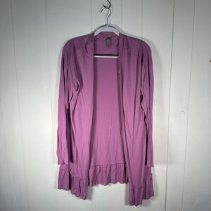 Honeyme Curvy Women’s XL Pink Ruffle Hem Open Front Cardigan Duster